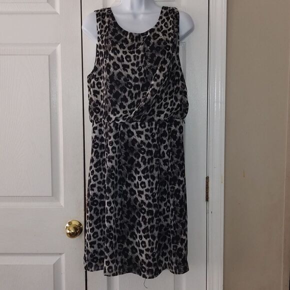 Apt 9 black white leopard print  sheer dress  Sz 16 - Picture 1 of 6